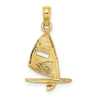 Karátos karátos 14k sárga arany Aqua zománcozott Windsail Surf Board medál varázsa 10K sárga arany könnyű kötél lánc