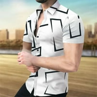 Simplmasygeni férfi felsők Clearance Nyári Férfi hajtóka gomb 3D nyomtatás alkalmi Slim Fit Rövid ujjú Többszínű ing