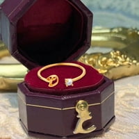 Valentin napi ajándékok neki arany Személyre szabott strasszos kezdeti Gyűrű Ékszerek Személyre szabott kezdő levél