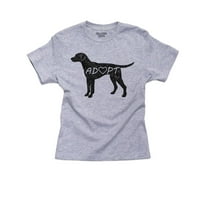 Adopt Dog Silhouette-kisállat kutya szerető fiú Pamut Ifjúsági szürke póló