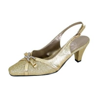 A Hanna női széles szélessége hegyes lábujj Slingback ruha cipő arany 10,5
