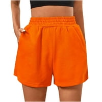 Női nadrág alkalmi nyári Rugalmas derék sport Laza tömör rövid nadrág narancssárga munkaruha