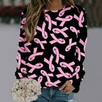 Női mellrák tudatosság ing Rollback divat pólók Rózsaszín grafikus tunika Kerek nyakú pulóver rózsaszín szalag nyomtatott