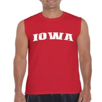 A normál unalmas-férfi grafikus póló ujjatlan, akár 3XL méretű férfiakig-Iowa