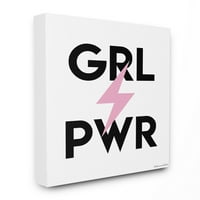 A Stupell Lakberendezési kollekció lulusimonSTUDIO Fekete fehér és rózsaszín GRL PWR lány teljesítmény tipográfia Villám