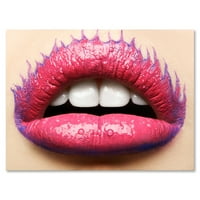 Designart 'Gyönyörű nő ajkak rózsaszínű rúzsgal' Modern vászon fali művészet nyomtatás