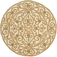 Chelsea Aragon Geometriai Határok Gyapjú Futó Szőnyeg, Elefántcsont Arany, 2 '6 10'