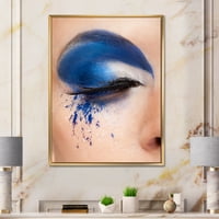 Zárt nő szem kék fantáziával Smink Damped Photography Art Print