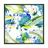 Designart 'Aquarelle Daisy Flowers benyomása I' hagyományos keretes vászon fali művészet nyomtatás
