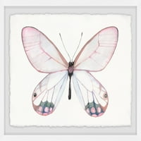 Halvány rózsaszín pillangó keretes festmény nyomtatás