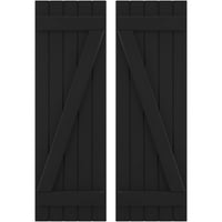 Ekena Millwork 1 2 W 43 H Americraft öt tábla külső igazi fa csatlakoztatott deszka-n-batten redőnyök w z-bar, fekete