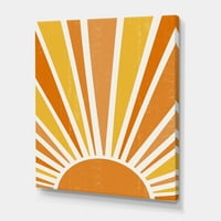 Designart 'Minimális fényes ragyogó narancssárga napsugár ii' 'Modern vászon fali művészet nyomtatás