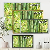 Designart 'Világos és zöld bambuszszálak' átmeneti keretes vászonfali nyomtatás