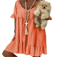 Woobling Női Sundress Legénység nyak póló ruha a-line Mini ruhák Női Swing Beach Orange XL