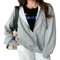 Divat Y2K női Zip Up kapucnis pulóverek hosszú ujjú kapucnis pulóver kabát felsők zsebbel