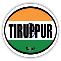 Tiruppur India Zászló Ovális Matrica Vinil Lökhárító Matrica