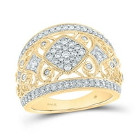 Női szilárd 14kt sárga arany kerek gyémánt filigrán divat gyűrű Cttw gyűrű mérete 7