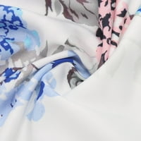 Női gomb lefelé virágos ing Hosszú ujjú Hajtóka gallér blúz elegáns alkalmi felső tavaszi őszi ruházat Kék XL