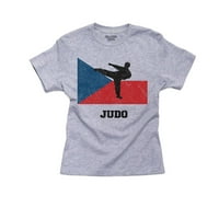 Csehország Olimpiai-Judo-zászló-sziluett fiú Pamut Ifjúsági szürke póló