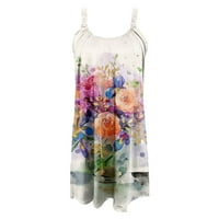 Női virágos nyomtatott ruha Tank Ujjatlan Ruha üreges ki Laza strand rövid Mini Sundress alkalmi ruhák divat szexi