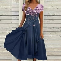 Usmixi ruhák női Molett méretű szabálytalan Rakott hinta strand Chiffon tunika Sundress Rövid ujjú V-nyakú Virágmintás