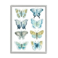 A Stupell változatos pillangók és lepkék rovarok állatok és rovarok festés szürke keretes művészet nyomtatott fali