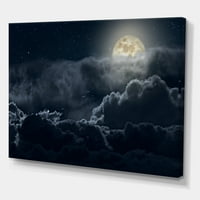 Felhős telihold éjszaka csillagokkal fotózás vászon művészeti nyomtatás