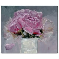 Runway Avenue virág- és botanikus fali művészet vászon nyomatok „Minden rózsaszín firon” Florals - rózsaszín, szürke