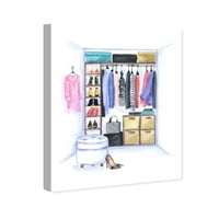A Wynwood Studio Fashion and Glam Wall Art vászon „Basic Closet” ruháit nyomtatja - kék, rózsaszín