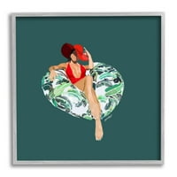 Stumell Industries stílusos nő medence úszó grafikus szürke keretes művészet nyomtatott fali művészet, tervezés: Amelia