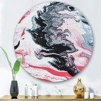 DesignArt 'Absztrakt márványkompozíció szürke és rózsaszín i' Modern körfém fali művészet - 29 -es lemez