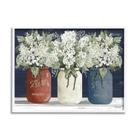 Stupell Industries Americana virágcsokrok rusztikus virágok vidéki büszkeség festmények fehér keretes művészeti nyomtatási