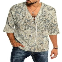 Avamo férfi felsők Csipke póló V nyakú póló férfi normál Fit blúz nyaralás póló 32 3XL