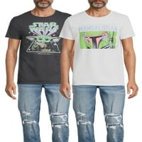 A Csillagok háborúja férfiak grogu és boba fett grafikus pólók, 2 csomag