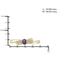 JewelersClub Amethyst Ring Birthstone Jewelry - 0. Karát -ametiszt 14K aranyozott ezüst gyűrűs ékszerek fehér gyémánt