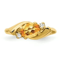 Primal arany karátos sárga arany 7x ovális citrin és AAA gyémánt gyűrű