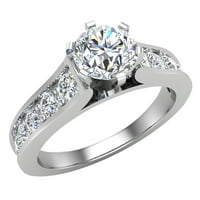 Kerek ragyogó gyémánt eljegyzési gyűrűk nőknek 18K fehér arany 1. TW