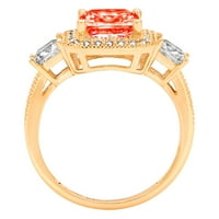 3.1 ct hercegnő vágott piros szimulált gyémánt 14K sárga arany évforduló eljegyzési kő gyűrű mérete 5.25