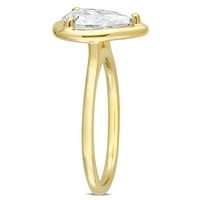 Miabella női karátos T.G.W. Létrehozott Moissanite 10KT sárga arany pasziánsz gyűrű