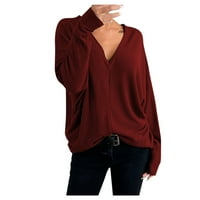 KaLI_store Kapucnis Női Női Alkalmi Hosszú ujjú ing könnyű pulóverek Divat tunika felsők Piros, M