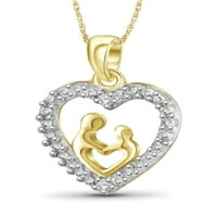 JewelersClub fehér gyémánt akcentus 14K arany az ezüst anya és a gyermek szív medál felett, 18
