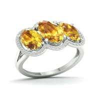Imperial drágakő 10K fehérarany ovális vágás citrin ct tw gyémánt három kő halo női gyűrű