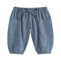Calsunbaby kisgyermek fiú sport nadrág egyszínű zsinóros gomb Cargo nadrág zsebekkel 6m-4T