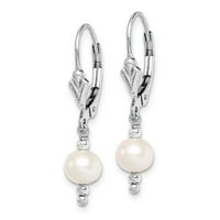 Sterling ezüst Rh fehér FWC gyöngy gyöngy Leverback fülbevaló; felnőtteknek és tizenéveseknek; nőknek és férfiaknak