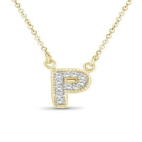 JewelersClub akcentus fehér gyémánt p kezdeti 14K arany az ezüst medál felett