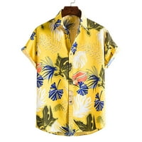 Nagy és magas Férfi ingek rövid ujjú Clearance férfi Hawaii ing rövid ujjú nyomtatott gomb Le nyári strand ingek felsők