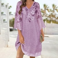 Női Sundresses nyári alkalmi ruhák Női ruházat köpeny mély V-nyakú szett dombornyomott Lila XL