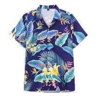 Férfi ingek Hawaii ing férfiaknak, férfi Vintage gomb lefelé Bowling ingek rövid ujjú Nyári strand ing Kék XXL