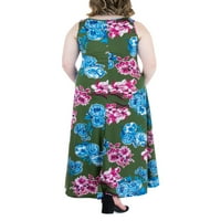 24 Seven Comfort ruházat női plusz méretű zöld virágos ujjatlan maxi ruha