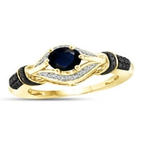 JewelersClub Sapphire Ring Birthstone ékszerek - 1. Karát -zafír 14K aranyozott ezüst gyűrűs ékszerek fehér gyémánt